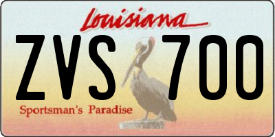 LA license plate ZVS700