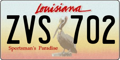 LA license plate ZVS702