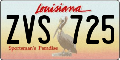 LA license plate ZVS725