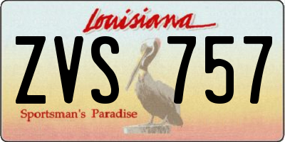 LA license plate ZVS757