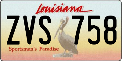 LA license plate ZVS758