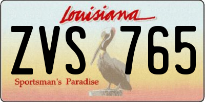 LA license plate ZVS765