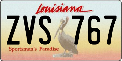 LA license plate ZVS767