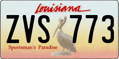 LA license plate ZVS773