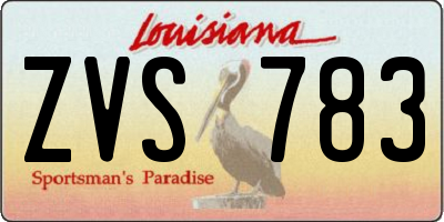 LA license plate ZVS783