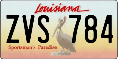 LA license plate ZVS784