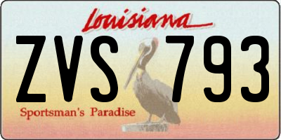 LA license plate ZVS793