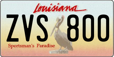 LA license plate ZVS800