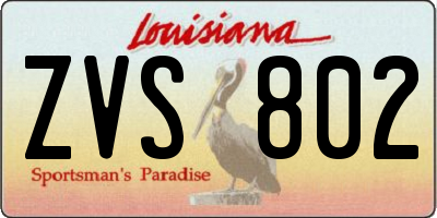 LA license plate ZVS802