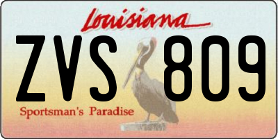 LA license plate ZVS809