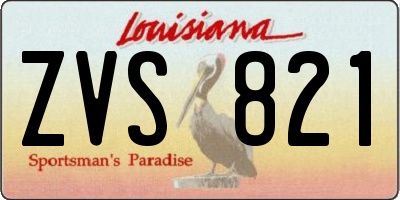 LA license plate ZVS821