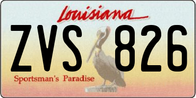 LA license plate ZVS826