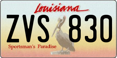 LA license plate ZVS830