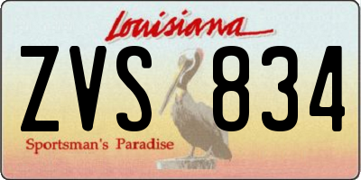 LA license plate ZVS834