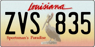 LA license plate ZVS835