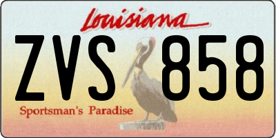 LA license plate ZVS858