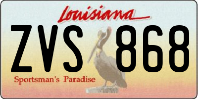 LA license plate ZVS868