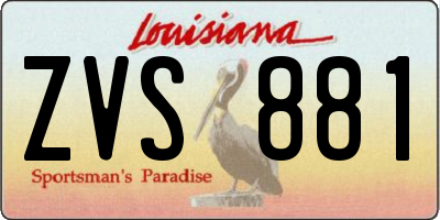 LA license plate ZVS881