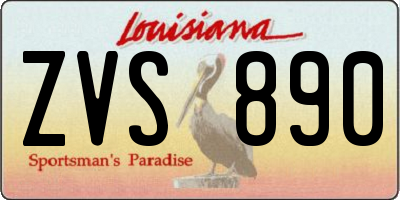 LA license plate ZVS890