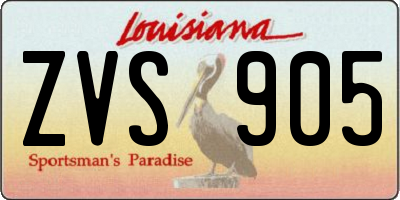 LA license plate ZVS905