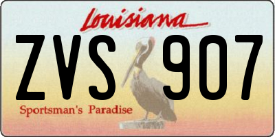 LA license plate ZVS907