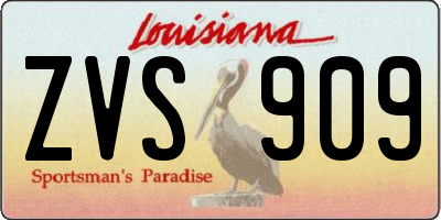 LA license plate ZVS909