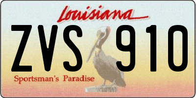 LA license plate ZVS910