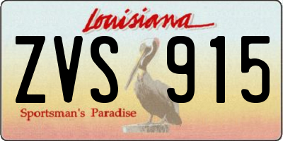 LA license plate ZVS915