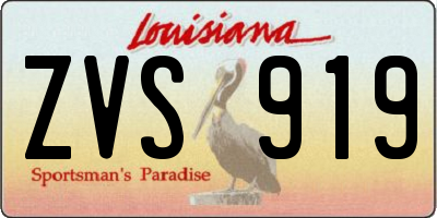 LA license plate ZVS919