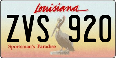 LA license plate ZVS920