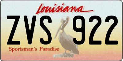 LA license plate ZVS922