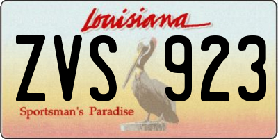 LA license plate ZVS923
