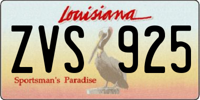 LA license plate ZVS925
