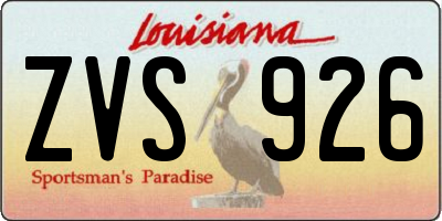 LA license plate ZVS926