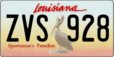LA license plate ZVS928