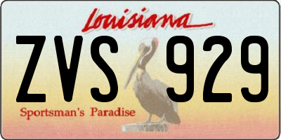 LA license plate ZVS929