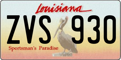 LA license plate ZVS930