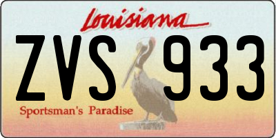 LA license plate ZVS933