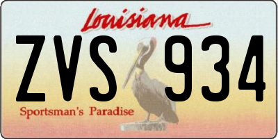 LA license plate ZVS934