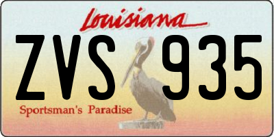 LA license plate ZVS935