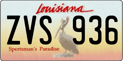 LA license plate ZVS936