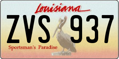 LA license plate ZVS937