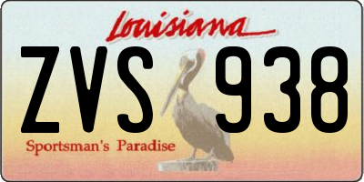 LA license plate ZVS938