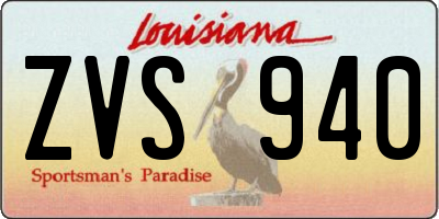LA license plate ZVS940