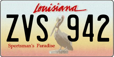 LA license plate ZVS942