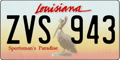 LA license plate ZVS943
