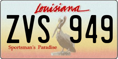 LA license plate ZVS949