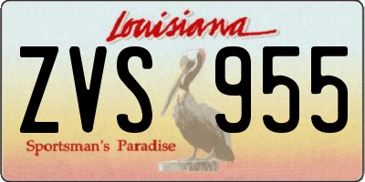 LA license plate ZVS955