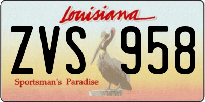 LA license plate ZVS958