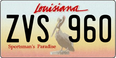 LA license plate ZVS960